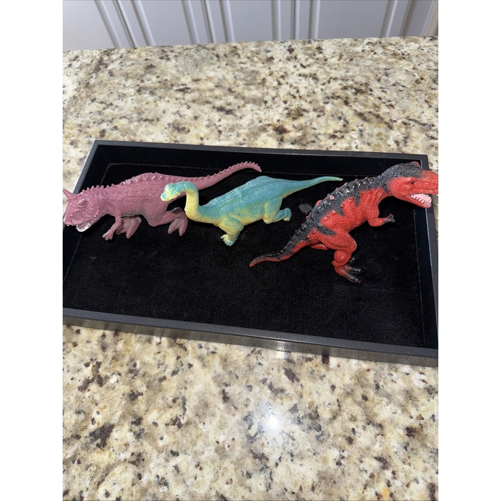 Vintage Lot 3 Dinosaurs Solid, Heavy Plastic Approximately 8 Inches Length5021
